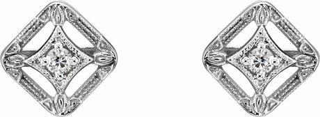 14K White .08 CTW Natural Diamond Filigree Earrings