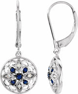 Sterling Silver Natural Blue Sapphire & .07 CTW Natural Diamond Earrings