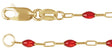 14K Yellow Gold-Filled 1.6 mm Red Enamel Bead Paperclip-Style 20" Chain
