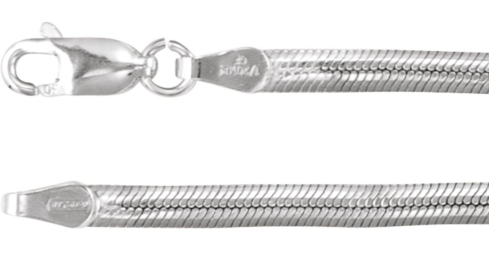 Sterling Silver 3 mm Oval Snake 7" Chain