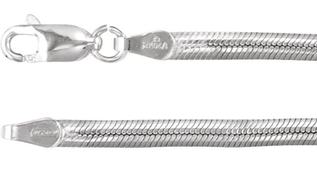 Sterling Silver 3 mm Oval Snake 7" Chain