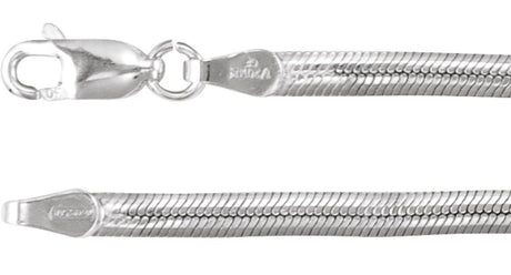Sterling Silver 3 mm Oval Snake 20" Chain