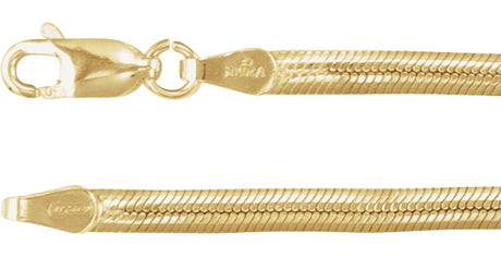 14K Yellow Gold-Filled 3 mm Oval Snake 7" Chain
