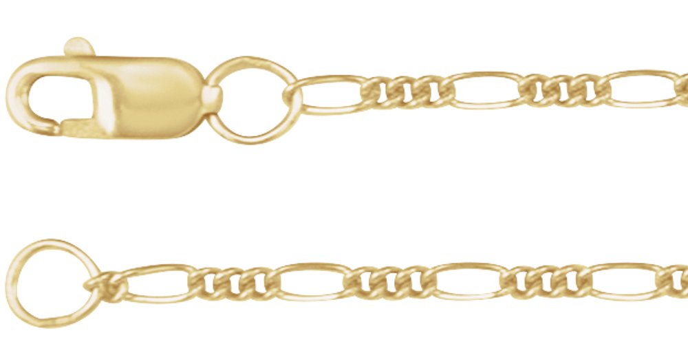 14K Yellow Gold-Filled 1.5 mm Figaro 7" Chain