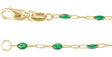 14K Yellow Gold-Filled 1.6 mm Green Enamel Bead Paperclip-Style 18" Chain