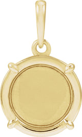 14K Yellow Gold Engravable Round Pendant
