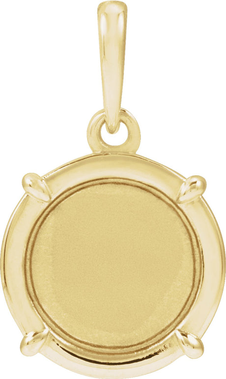 14K Yellow Gold Engravable Round Pendant