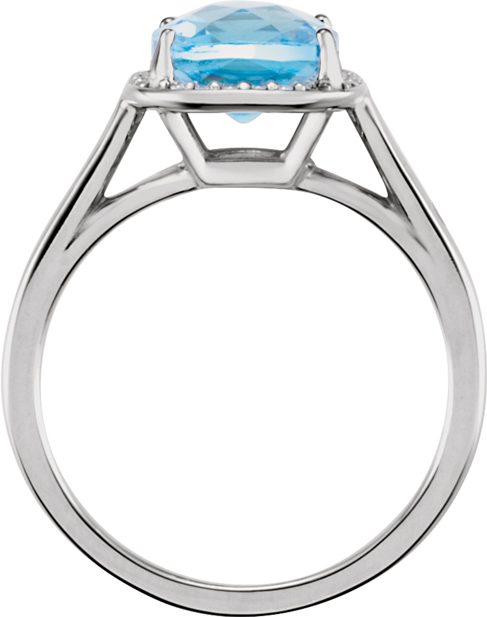 14K White Natural Swiss Blue Topaz & 1/6 CTW Natural Diamond Halo-Style Ring