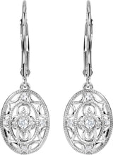 Sterling Silver 1/10 CTW Natural Diamond Lever Back Earrings