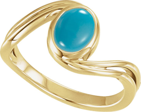 14K Yellow Gold  Natural Turquoise Cabochon Ring
