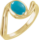 14K Yellow Gold  Natural Turquoise Cabochon Ring