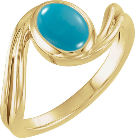 14K Yellow Gold  Natural Turquoise Cabochon Ring