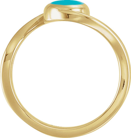 14K Yellow Gold Natural Turquoise Cabochon Ring