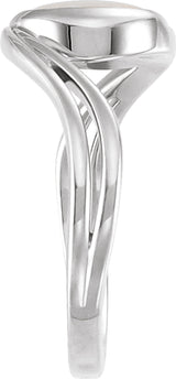 Sterling Silver Natural White Opal Cabochon Ring