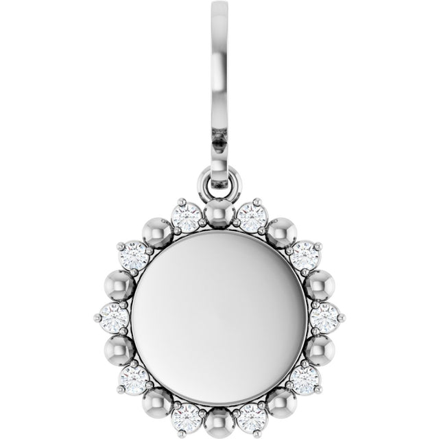 14K White Gold 1/6 CTW Lab-Grown Diamond Engravable Pendant
