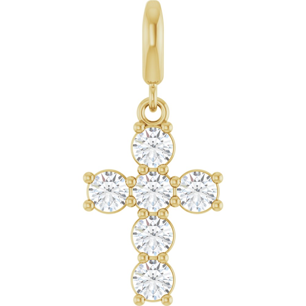 14K Yellow Gold 3/4 CTW Natural Diamond Cross Charm/Pendant
