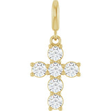 14K Yellow Gold 3/4 CTW Natural Diamond Cross Charm/Pendant