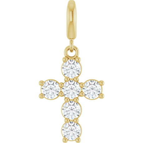 14K Yellow Gold 3/4 CTW Natural Diamond Cross Charm/Pendant