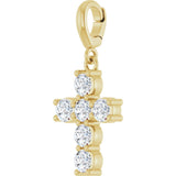 14K Yellow Gold 3/4 CTW Natural Diamond Cross Charm/Pendant