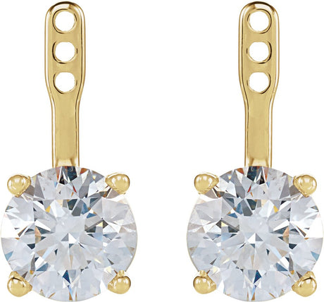 14K Yellow Gold 2 CTW Lab-Grown Diamond Solitaire Earring Jackets