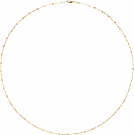 14K Yellow Gold-Filled 2.5 mm Light Paperclip-Style Starburst Mirror 24" Chain