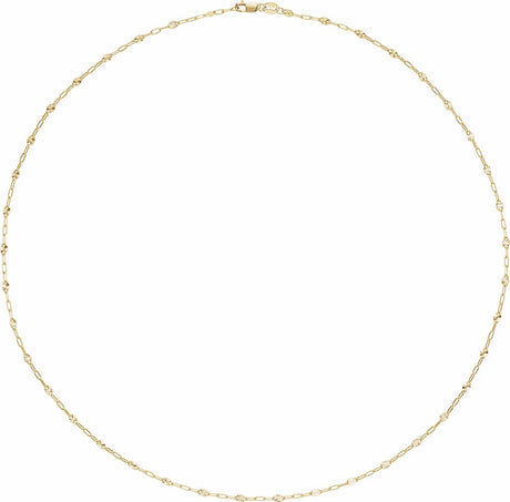 14K Yellow Gold-Filled 2.5 mm Light Paperclip-Style Starburst Mirror 20" Chain