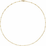 14K Yellow Gold-Filled 2.5 mm Light Paperclip-Style Starburst Mirror 16" Chain