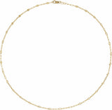 14K Yellow Gold-Filled 2.5 mm Light Paperclip-Style Starburst Mirror 16" Chain