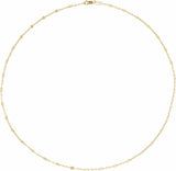 14K Yellow Gold-Filled 2.5 mm Light Paperclip-Style Starburst Mirror 18" Chain