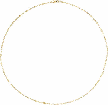 14K Yellow Gold-Filled 2.5 mm Light Paperclip-Style Starburst Mirror 18" Chain