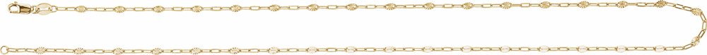 14K Yellow Gold-Filled 2.5 mm Light Paperclip-Style Starburst Mirror 18" Chain