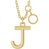 14K Yellow Gold Initial J 1/10 CT Lab-Grown Diamond 16-18" Necklace