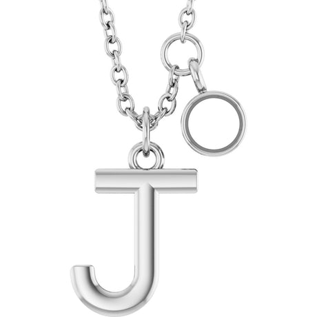 14K White Gold Initial J 1/10 CT Lab-Grown Diamond 16-18" Necklace