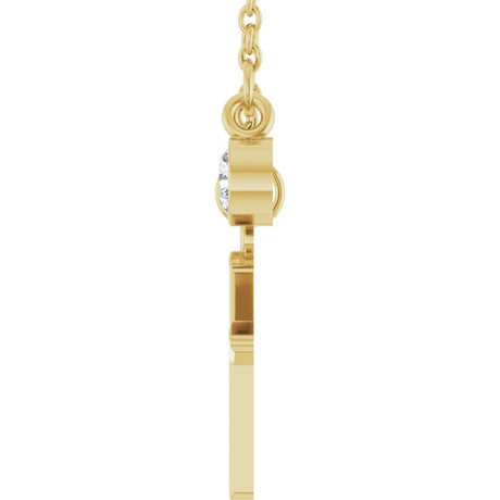 14K Yellow Gold Initial M 1/10 CT Lab-Grown Diamond 16-18" Necklace