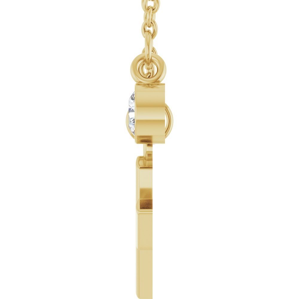 14K Yellow Gold Initial J 1/10 CT Lab-Grown Diamond 16-18" Necklace