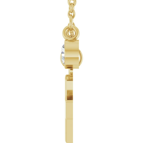14K Yellow Gold Initial J 1/10 CT Lab-Grown Diamond 16-18" Necklace