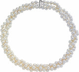 Sterling Silver Cultured White Freshwater Pearl 3-Strand 22" Necklace