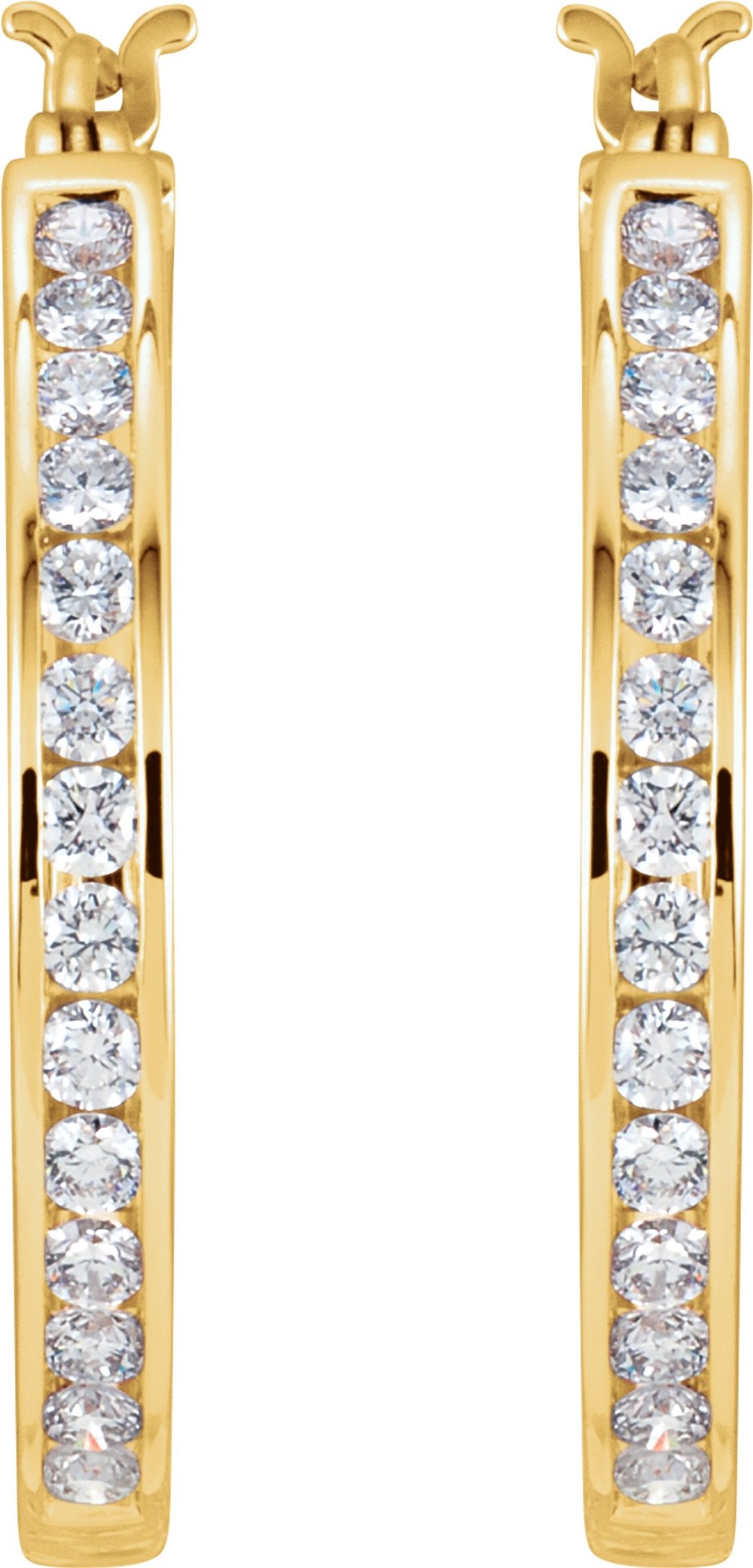 14K Yellow Gold 1 CTW Natural Diamond Hoop Earrings
