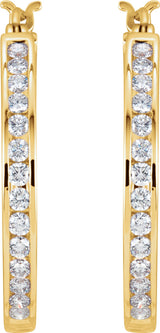 14K Yellow Gold 1 CTW Natural Diamond Hoop Earrings