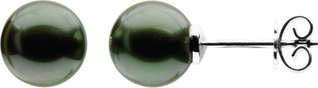 14K Palladium White 10 mm Cultured Gray Tahitian Pearl Earrings