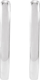 14K White Gold Elongated Oval 14 mm Hoop Earrings