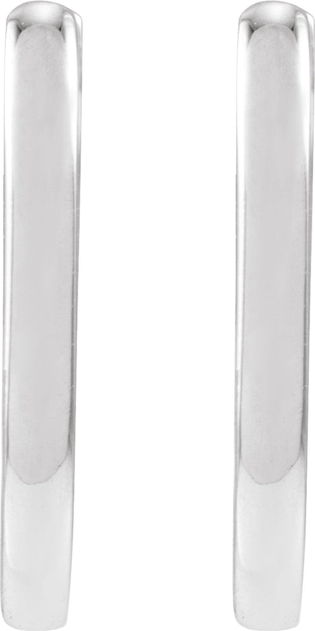 14K White Gold Elongated Oval 14 mm Hoop Earrings