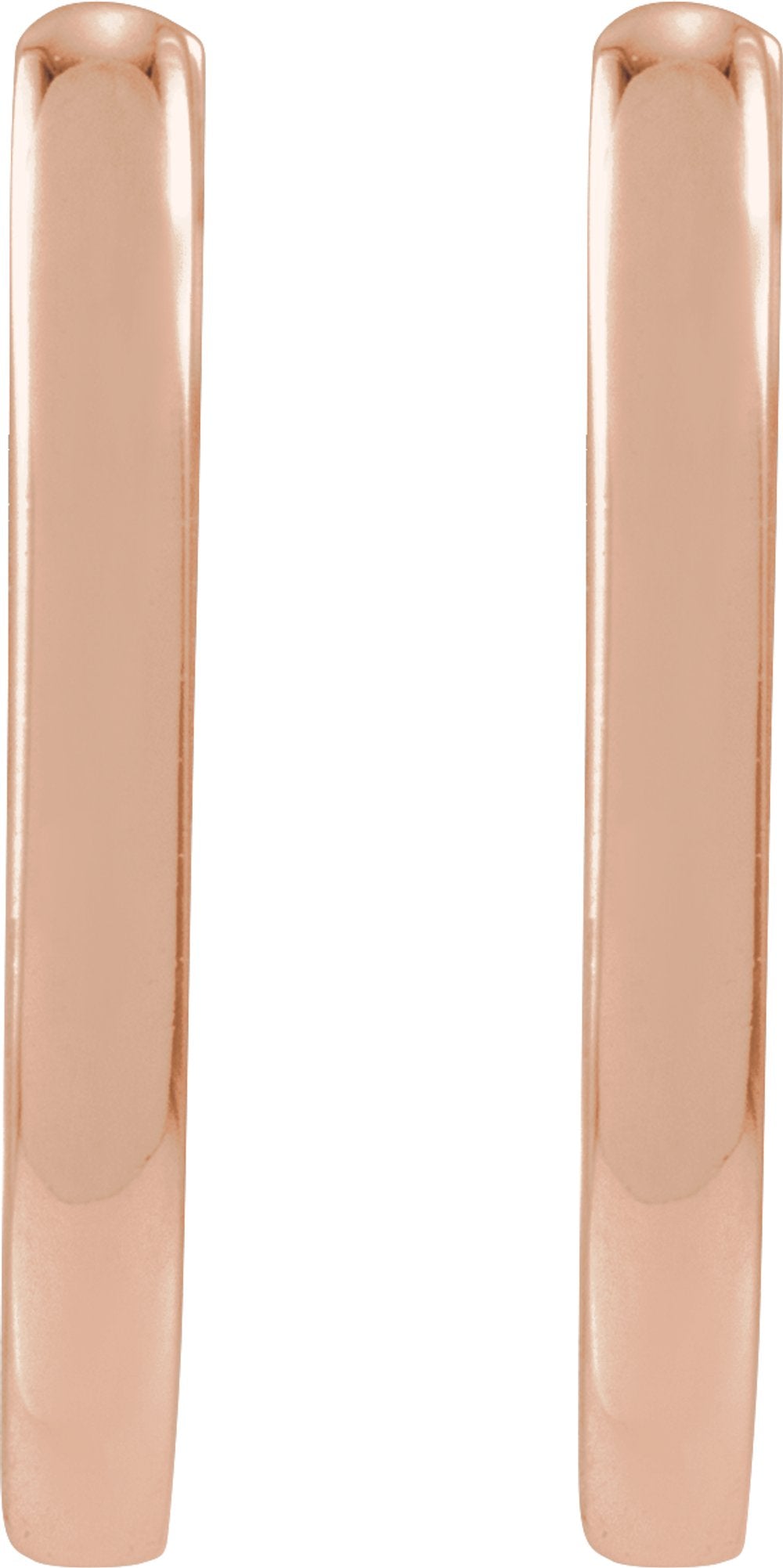 14K Rose Gold Elongated Oval 14 mm Hoop Earrings