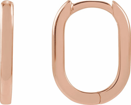14K Rose Elongated Oval 14 mm Hoop Earrings