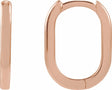 14K Rose Gold Elongated Oval 14 mm Hoop Earrings