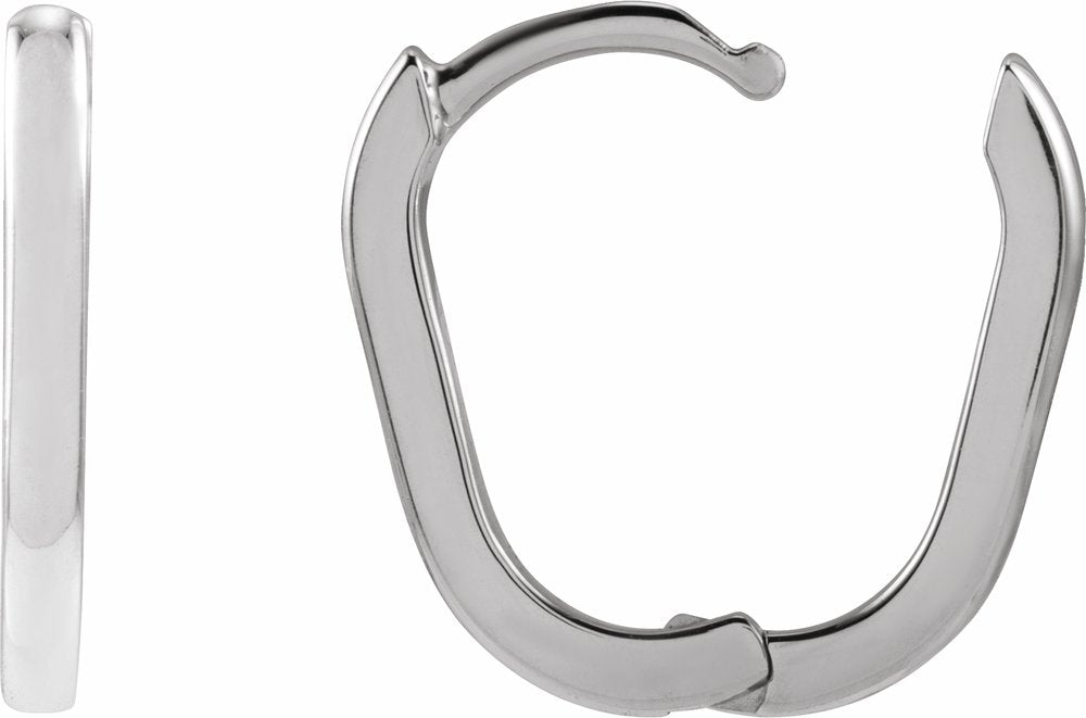 14K White Gold Elongated Oval 14 mm Hoop Earrings