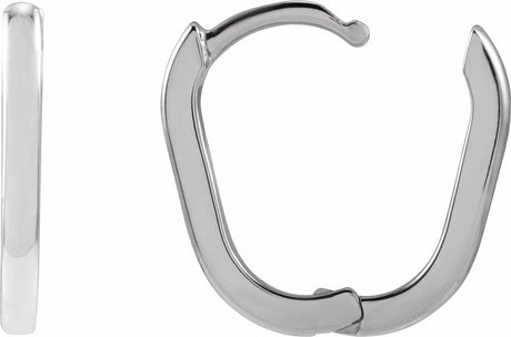 14K White Gold Elongated Oval 14 mm Hoop Earrings