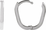 Sterling Silver Elongated Oval 14 mm Hoop Earrings