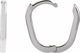 14K White Gold Elongated Oval 14 mm Hoop Earrings