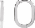 14K White Gold Elongated Oval 14 mm Hoop Earrings